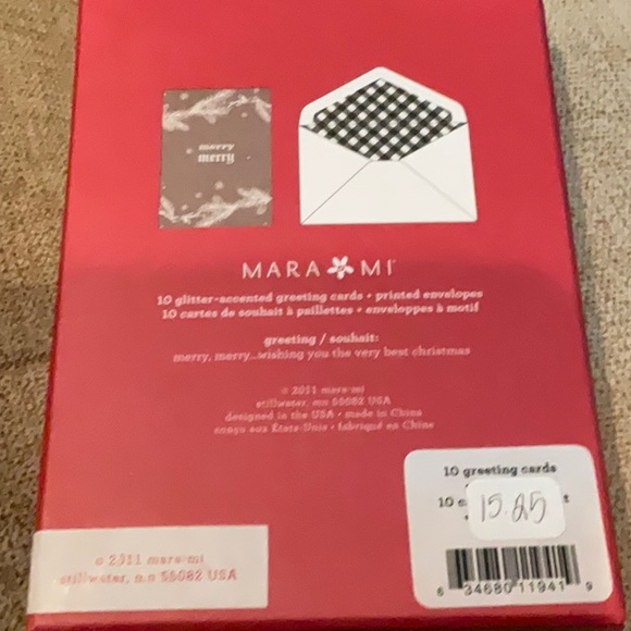🌸3 for $18🌸 Mara Mi Christmas Cards Glitter Printed Envelopes, NEW, 10 Cards - Picture 4 of 6
